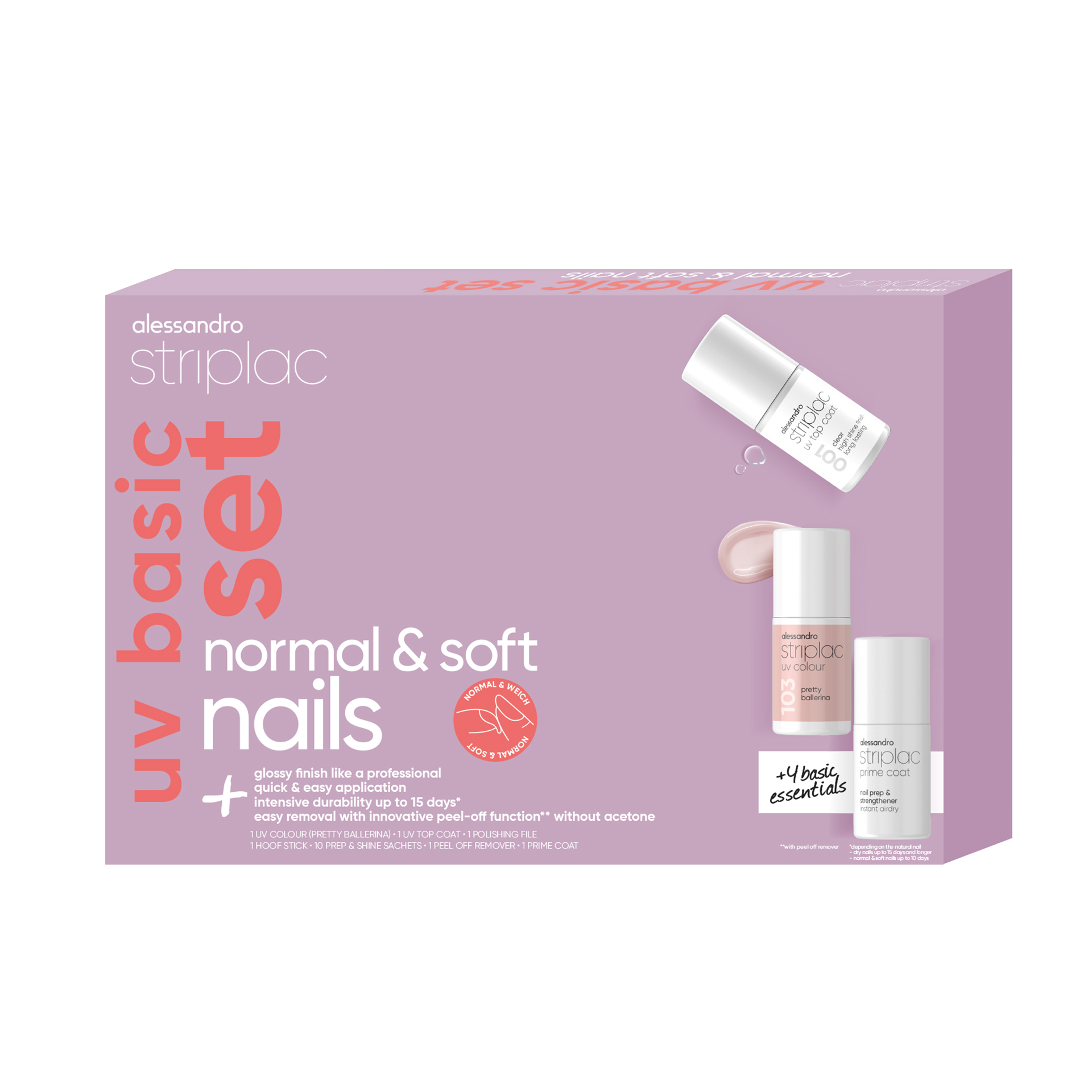 Zestaw podstawowy bez lampy Striplac + do normalnych i miękkich paznokci - obrazek 2